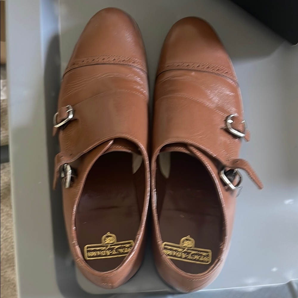 Stacy Adams Brown Leather Double Monk Strap Oxfords